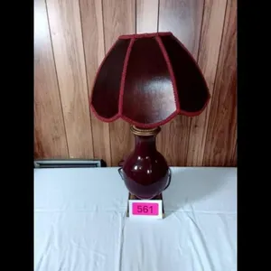 Burgundy Scalloped Shade Lamp