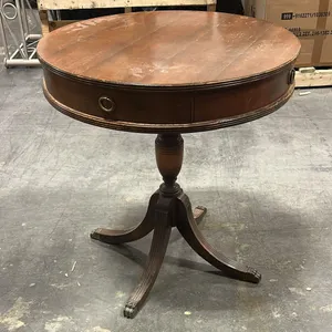 Vintage Wooden Round Drum Table