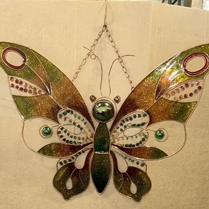 Colorful Stained Glass Butterfly&Wheat Suncatchers
