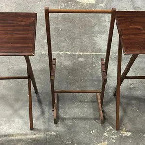 2Pack Walnut Folding TV Tray Tables & Storage Rack
