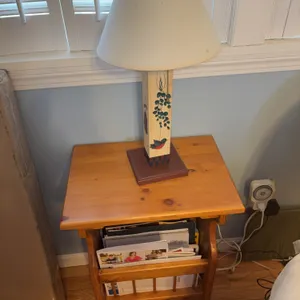 Pine Magazine Stand and Table Lamp