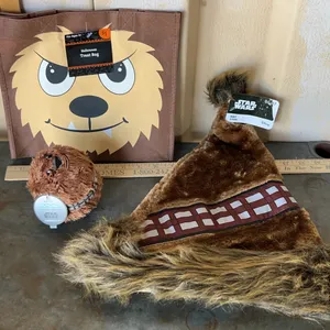 Chewbacca Hallmark Fluffball, Ruz Hat, & Halloween Treat Bag