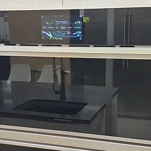 2022 GE Monogram ZSB9231N2SS built-in speedcook oven. Features stainless steel finish, drop-down door, interior rack, and turntable pan. Glass touch c