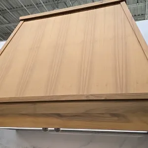Dacor DHD48U790LS/DA range hood. Features stainless steel construction with a custom wood facade cover, stainless steel baffle filters, LED lighting, 