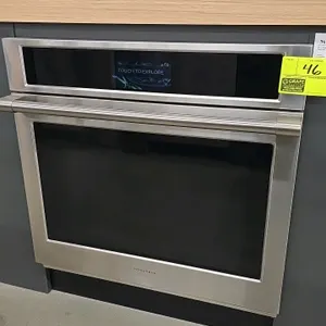 GE Monogram ZTS90DPSN1SS built-in convection oven. Features stainless steel finish, digital touchscreen display with air fry mode, interior racks, and