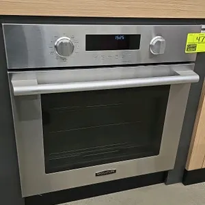 2022 Signature Kitchen Suite UPWS3044ST 30" built-in convection oven. Features a stainless steel finish, digital display, blue interior, and wire rack