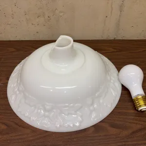 Milk Glass Light Shade, 14”D, Piece Broken Off