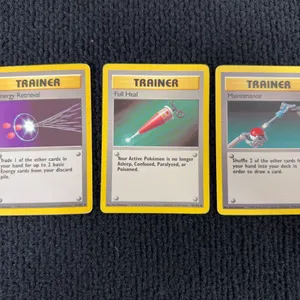 1999 Pokemon Base set #79 Super Energy Removal; #82 Full Heat; # 83 Maintenance - Trainers