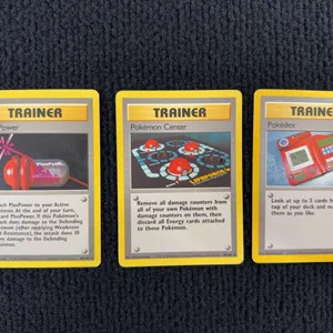 1999 Pokemon Base set #84 Plus Power; #87Pokemon Center; #88 Pokedex- Trainers