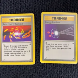 1999 Pokemon Base set #79 Super Energy Removal; # 81 Energy Retrieal - Trainers