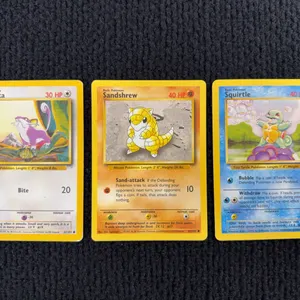 1999 Pokemon Base set #61 Rattata; #62 Sandshrew; #63 Squirtle