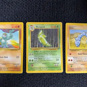 1999 Pokemon Base set #52 Machop; # 55 Metapod; #56 Onix