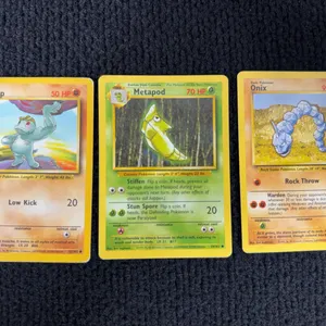 1999 Pokemon Base set #52 Machop; # 55 Metapod; #56 Onix