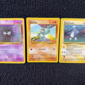 1999 Pokemon Base set  #50 Gastly; #52 Machop; # 53 Magnemite
