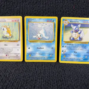 1999 Pokemon Base set  #40 Raticate; #41 Seel; #42 Wartortle