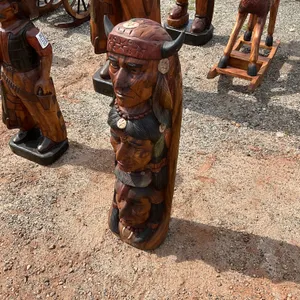 TEAKWOOD 41” INDIAN TOTEM POLE