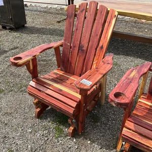 TEAKWOOD GLIDER CHAIR W/ CUP HOLDER