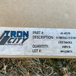 UNUSED 12" IRON CITY METAL CUT-OFF WHEEL ( 10 PER
