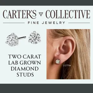 2 CARAT LAB GROWN DIAMOND STUD EARRINGS