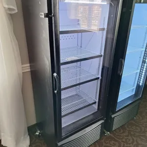 QBD Cooling Glass Door Display Refrigerator on Wheels, Model: CD12H, 115V, 25"x24"x65"
