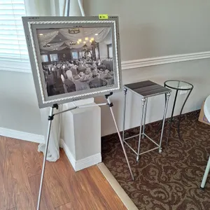 Tripod Easel with Framed Photo & 2 Side Tables