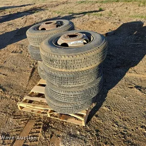 (8) 8.75R16.5LT Firestone Transforce HT tires and wheels