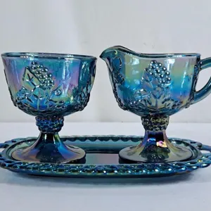 Lovely Carnival Glass Cream & Sugar Set