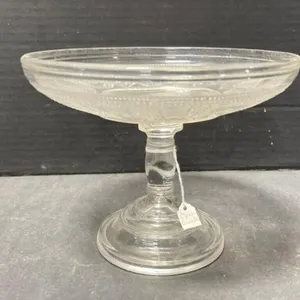 Open Pressed Glass Compote, 6 " tall