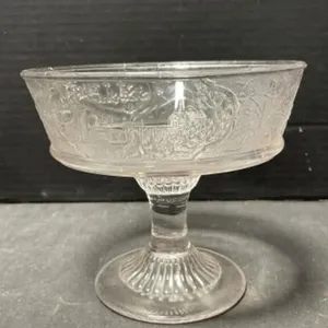 Open Press Glass Compote, 6 " tall