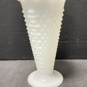 Hobnail Milk Glass Vase, 9.5 " tall