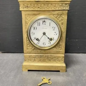 Vintage Cast Iron Ansonia Mantle Clock with Key