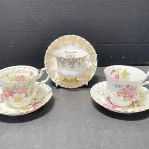 3 Royal Albert Teacups & Saucers - Assorted