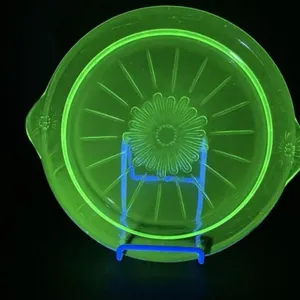 Uranium Glass Sweets Plate 9.5 " D