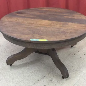 Vintage Pedestal Table on Wheels - 42x21 inches