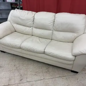Beige Leather Couch - 84x34x34 inches (matches Lot