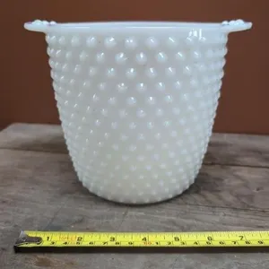 Milk glass hobnail ice bucket