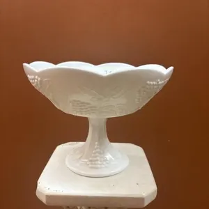 Vintage milk glass center piece footed bowl