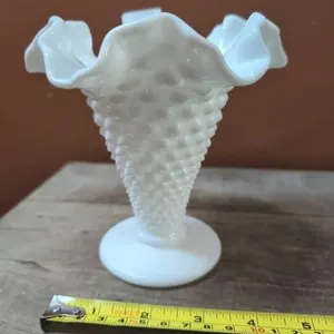 White hobnail vase