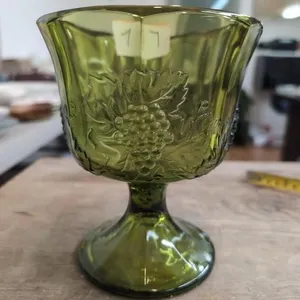 Vintage green glass compote