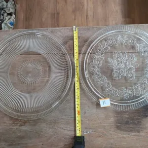 2 footed glass platters