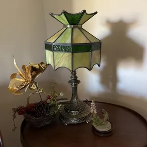 Vintage lamp, hummingbird decor and nest decor