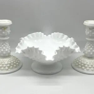 Milk Glass Hobnail Set