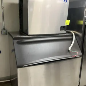 Manitowoc IY1005W-261 commercial ice maker with storage bin. Features stainless steel construction. Electrical: 208-230V, 1-Phase. Note: power wires a
