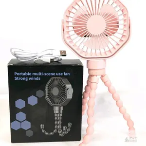 New Pink Mini Fan With Flexible Octopus Tripod for Car Seat, Student Bed, Bike - USB Rechargeable, Desk Fan for Office, Baby Room or Outdoor