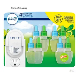 NEW  Febreze Plug Air Freshener Kit, Gain Original Scent, 4 Refills, Single Warmer, 0.87 oz Bottles