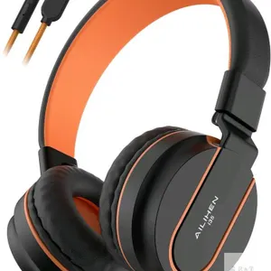 New Black/Orange Ailihen i35 USB-C Plug Wired Headphones With Kids Safe Volume Limiter