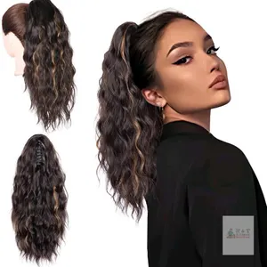 NEW 18 inch Highlight Ponytail Extension, Multi Layered Clip on Ponytails for Women, Thick Wavy Claw Clip Ponytail Extension, Synthetic Hair Pieces fo