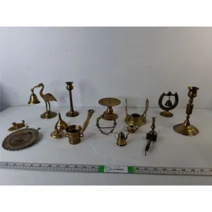 Mostly Brass Decorative Items- Candle Holder, Envelope Opener, Bell, Misc.