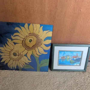 Sunflower Painting and Galway Quays Print