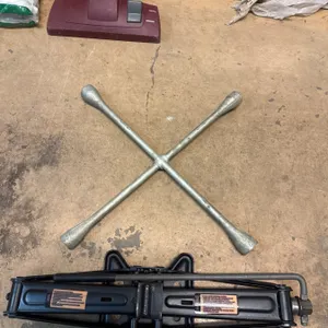 Steel Cross Wrench and Metal Floor Jack for Automotive Use